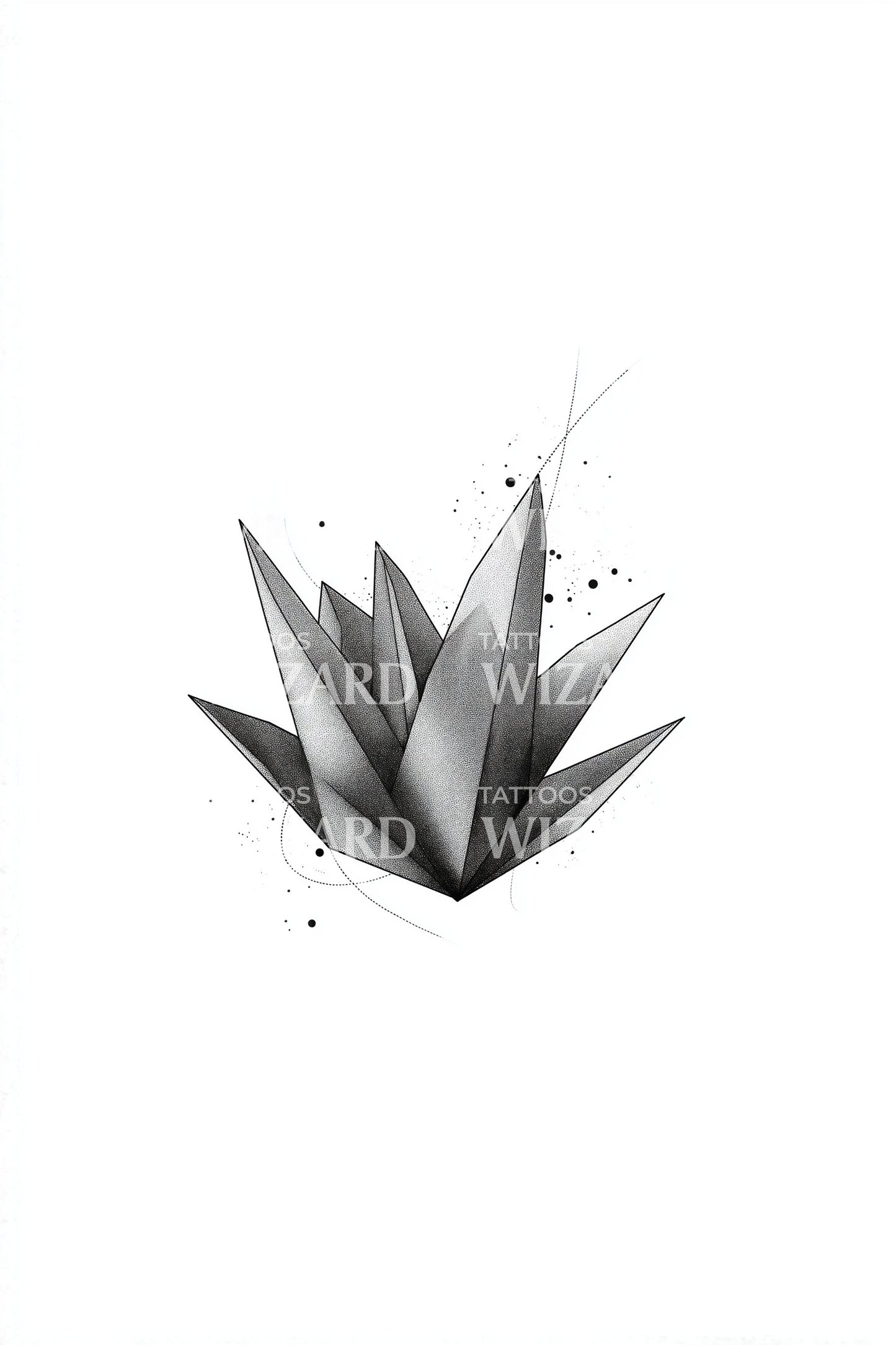 Illustrazione del tatuaggio della pianta di agave monocromatica
