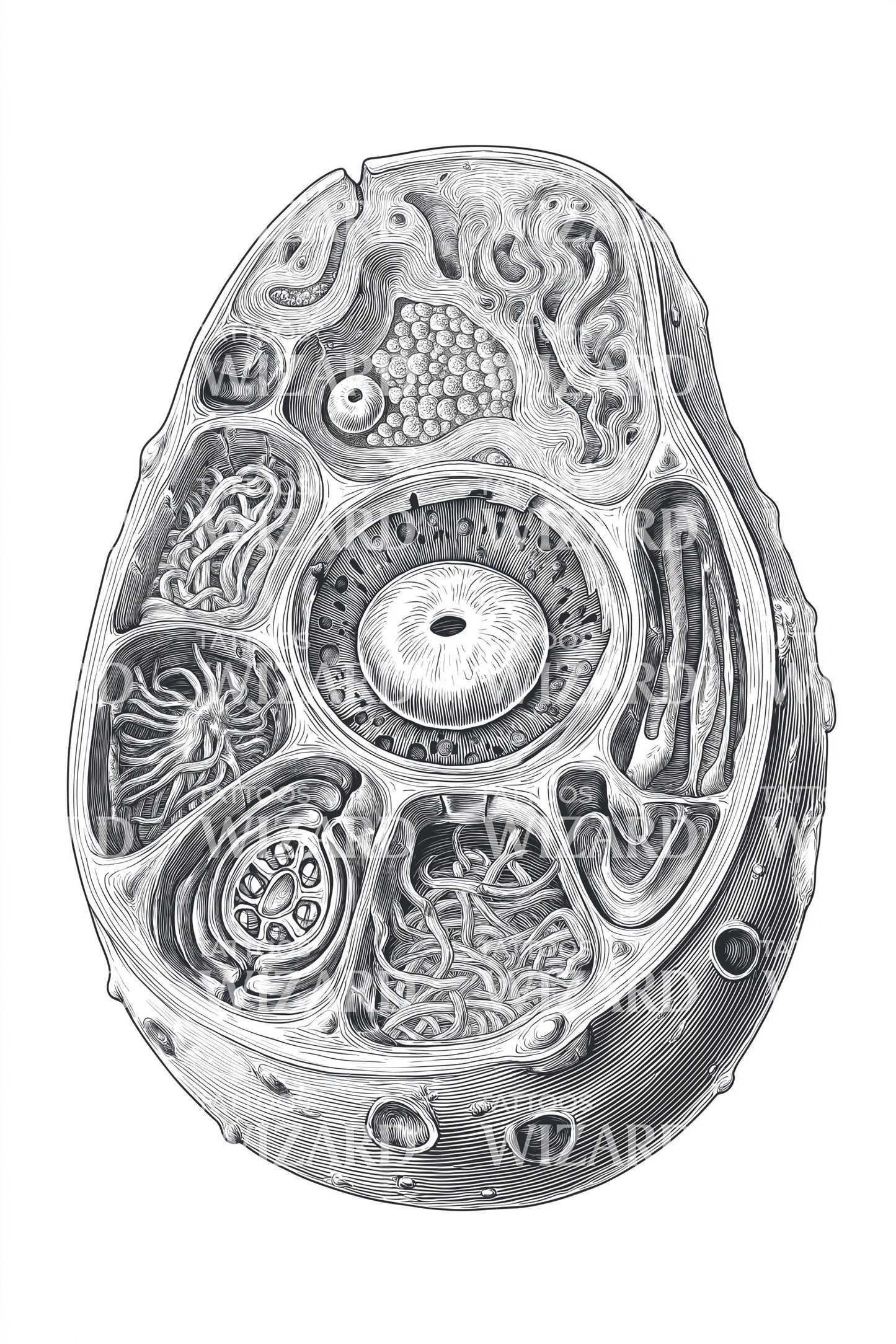 Monochrome Cell Micrograph Tattoo Design