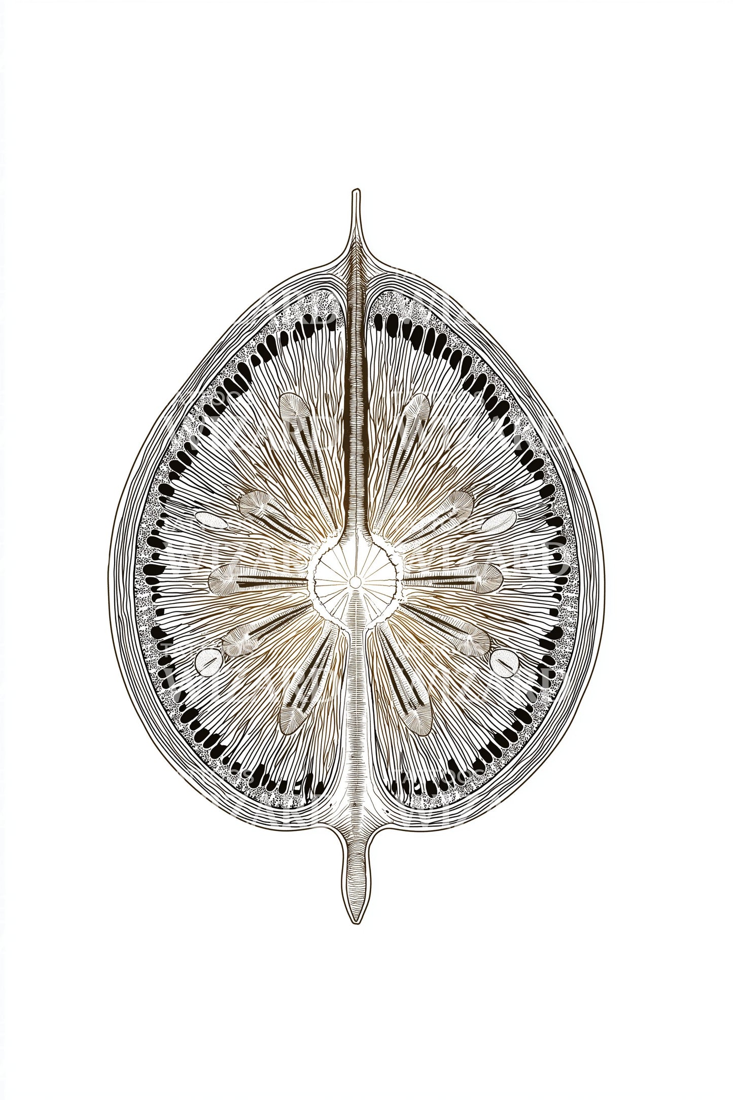 Monochrome Diatom Disc Tattoo Design