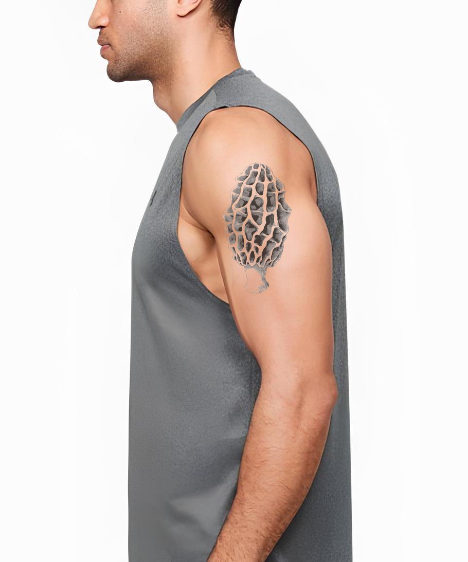 Monochrome Morel Texture Tattoo Design