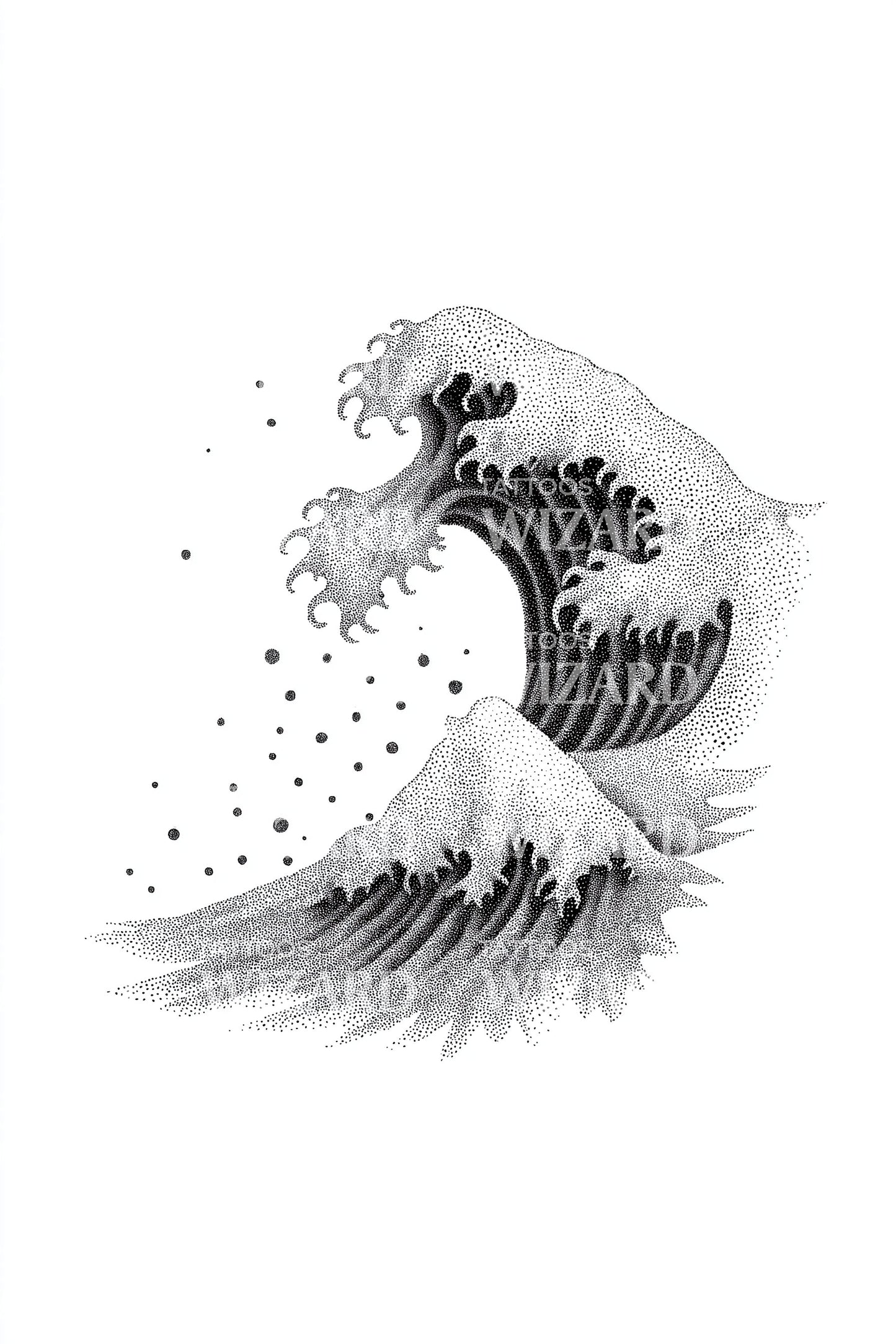 Монохромный дизайн татуировки волна