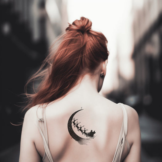 Crescent Moon Sleigh Tattoo Design