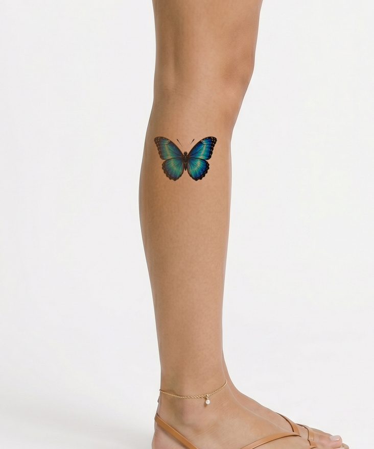 Blue Morpho 3D Butterfly Tattoo Design