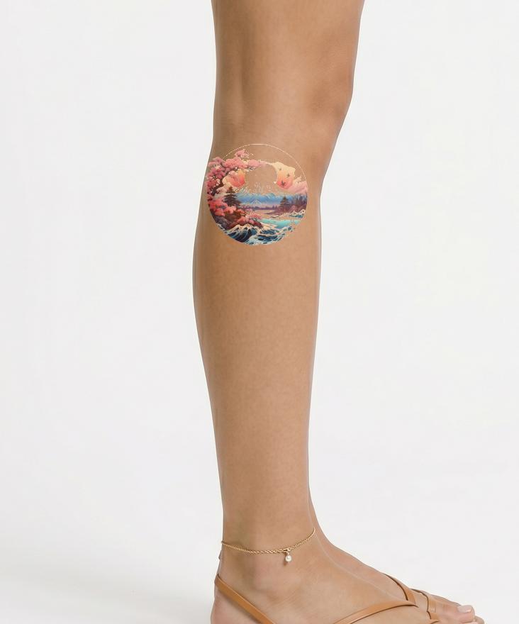 Mount Fuji Circle Japanese Tattoo Design