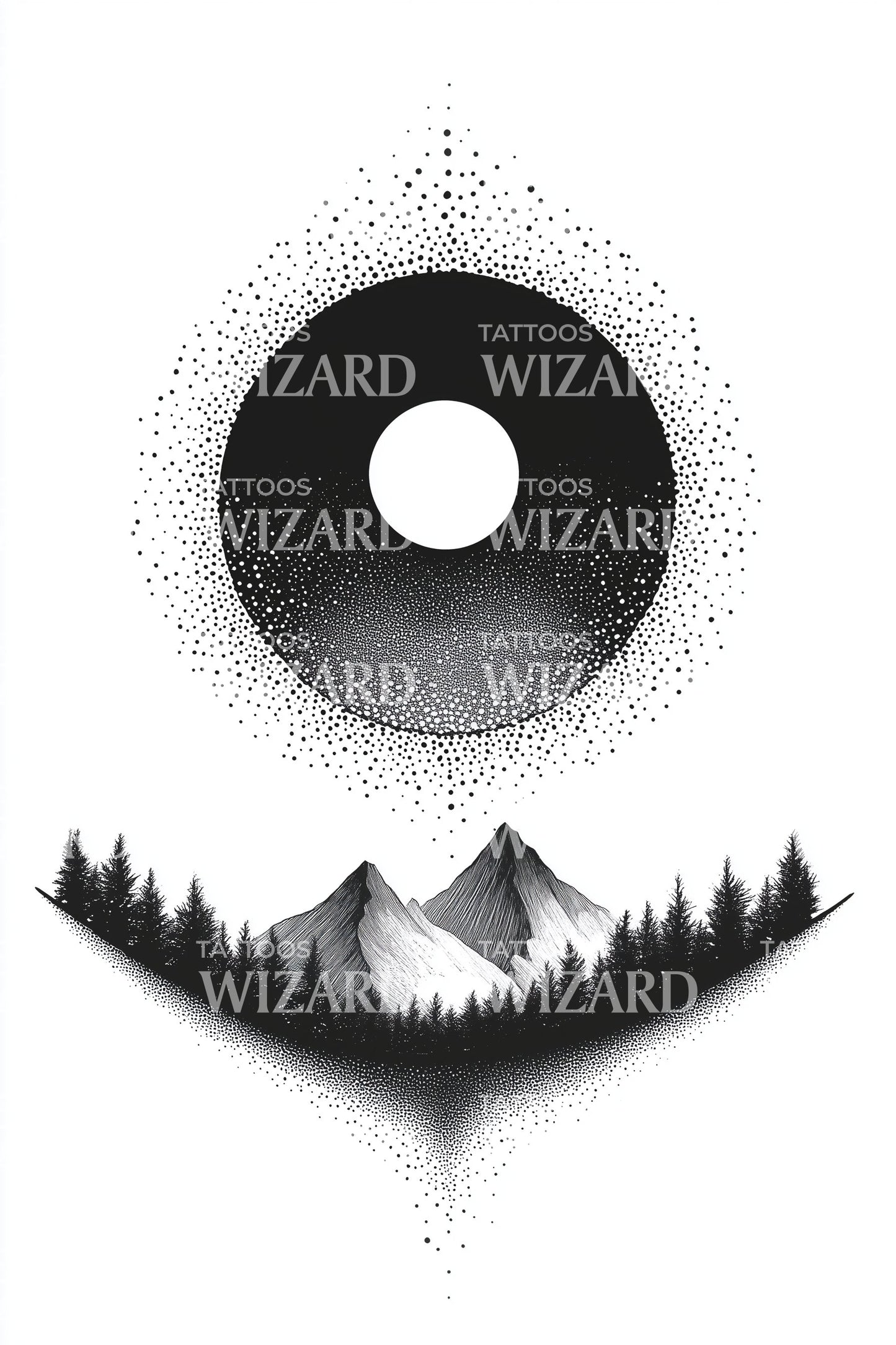 Berg Ring Landschaft Tattoo Illustration