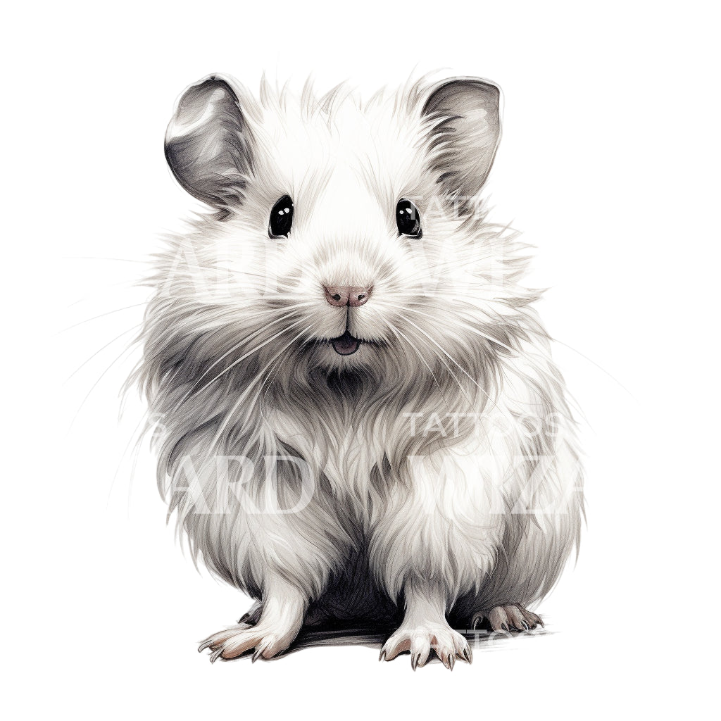 Cute Fluffy Hamster Realist Tattoo Design