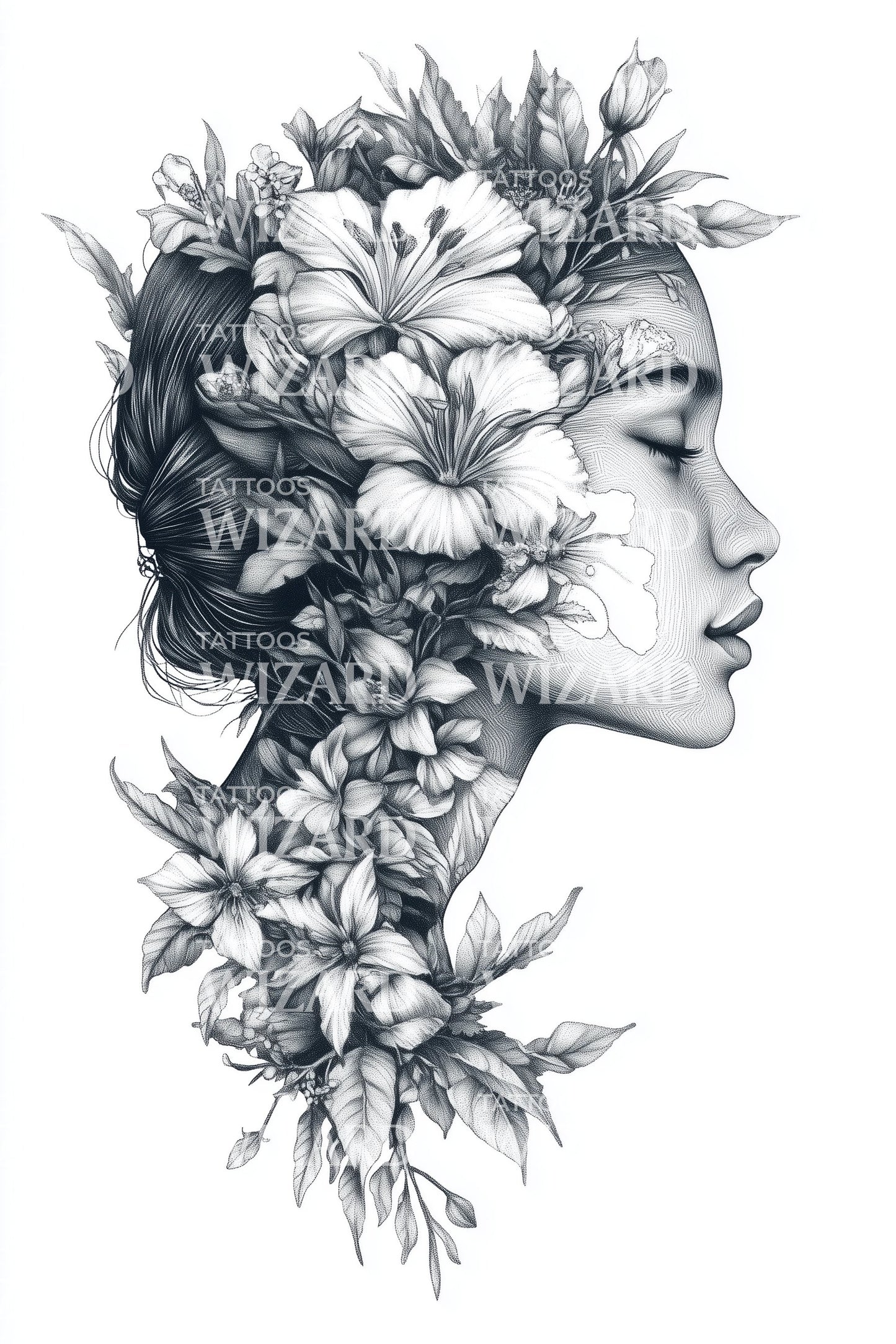 Illustrazione Tatuaggio Corona di Fiori Muse