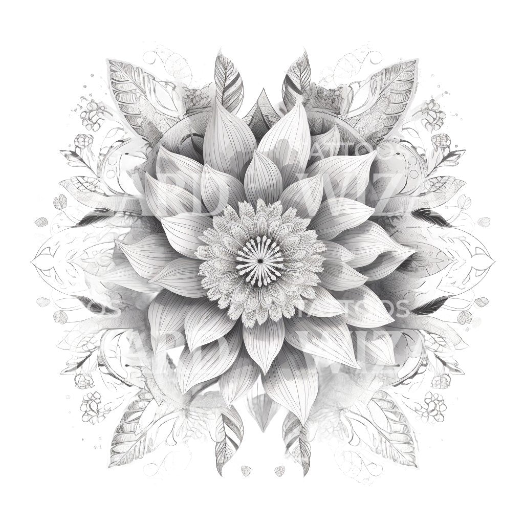 lotus flower tattoos black and white