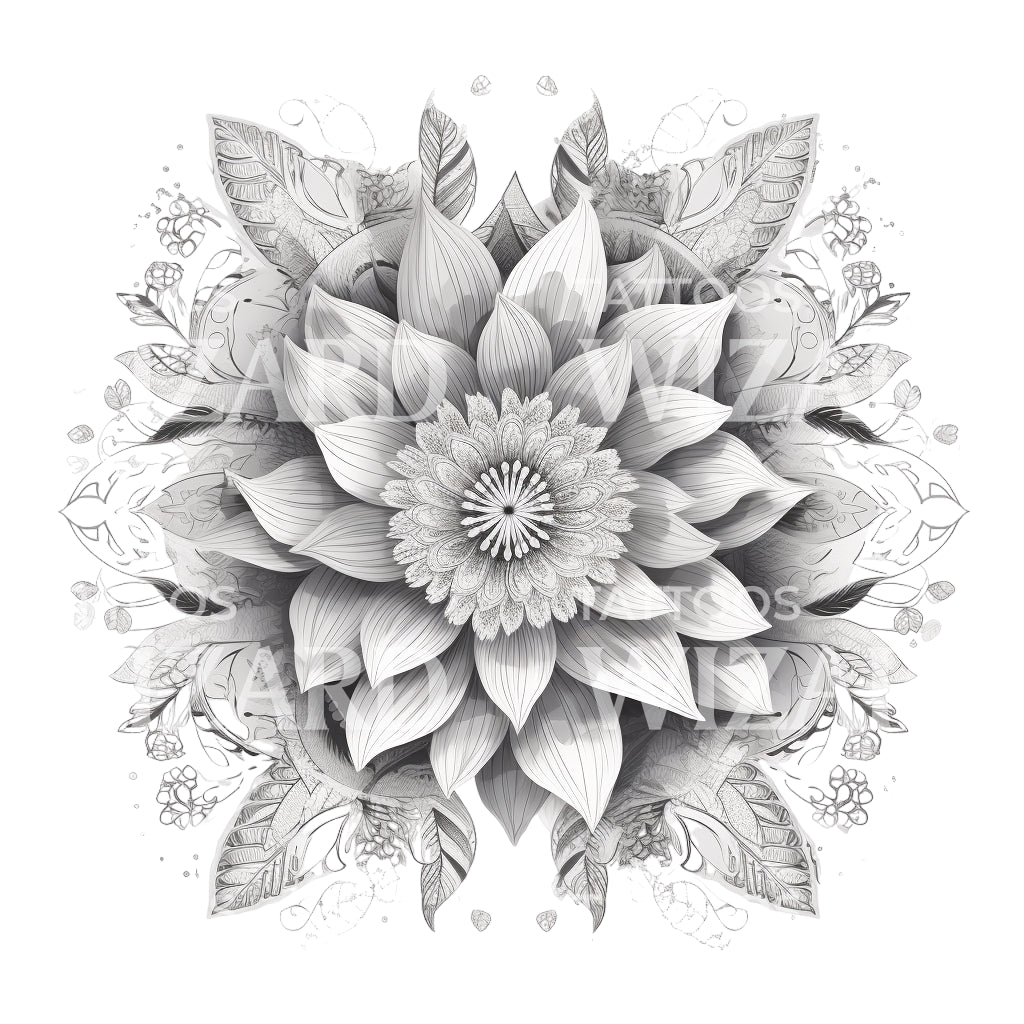 Geometric Lotus Flower Tattoo Design