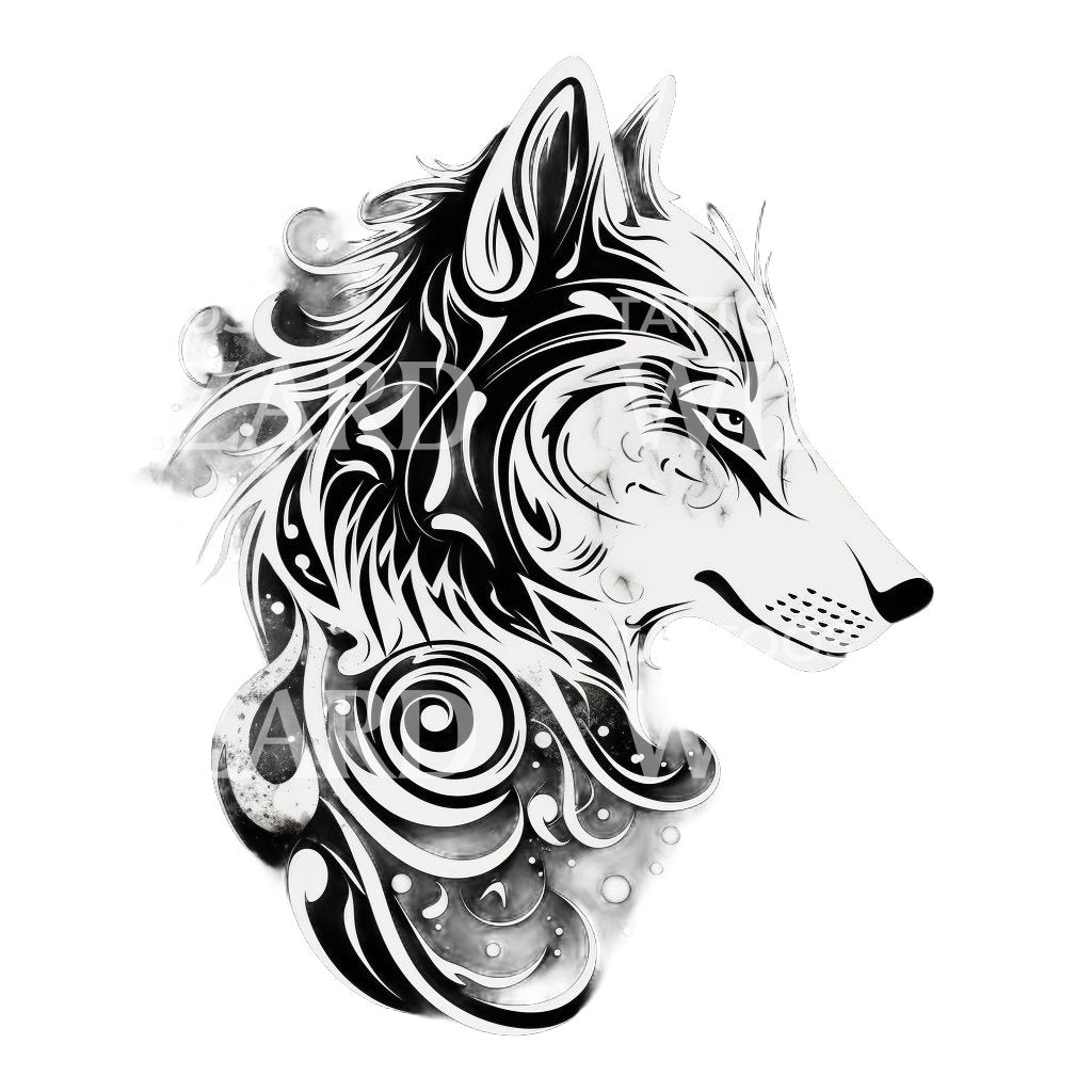 Tribal Wolf Tattoo Design