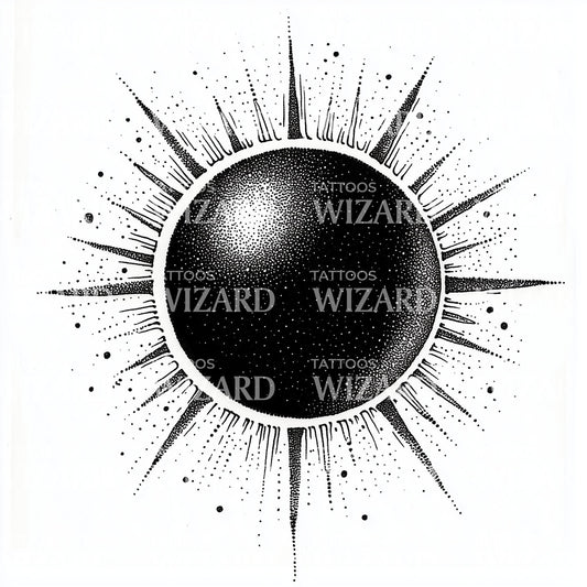 Таинственная идея татуировки с черным солнечным затмением