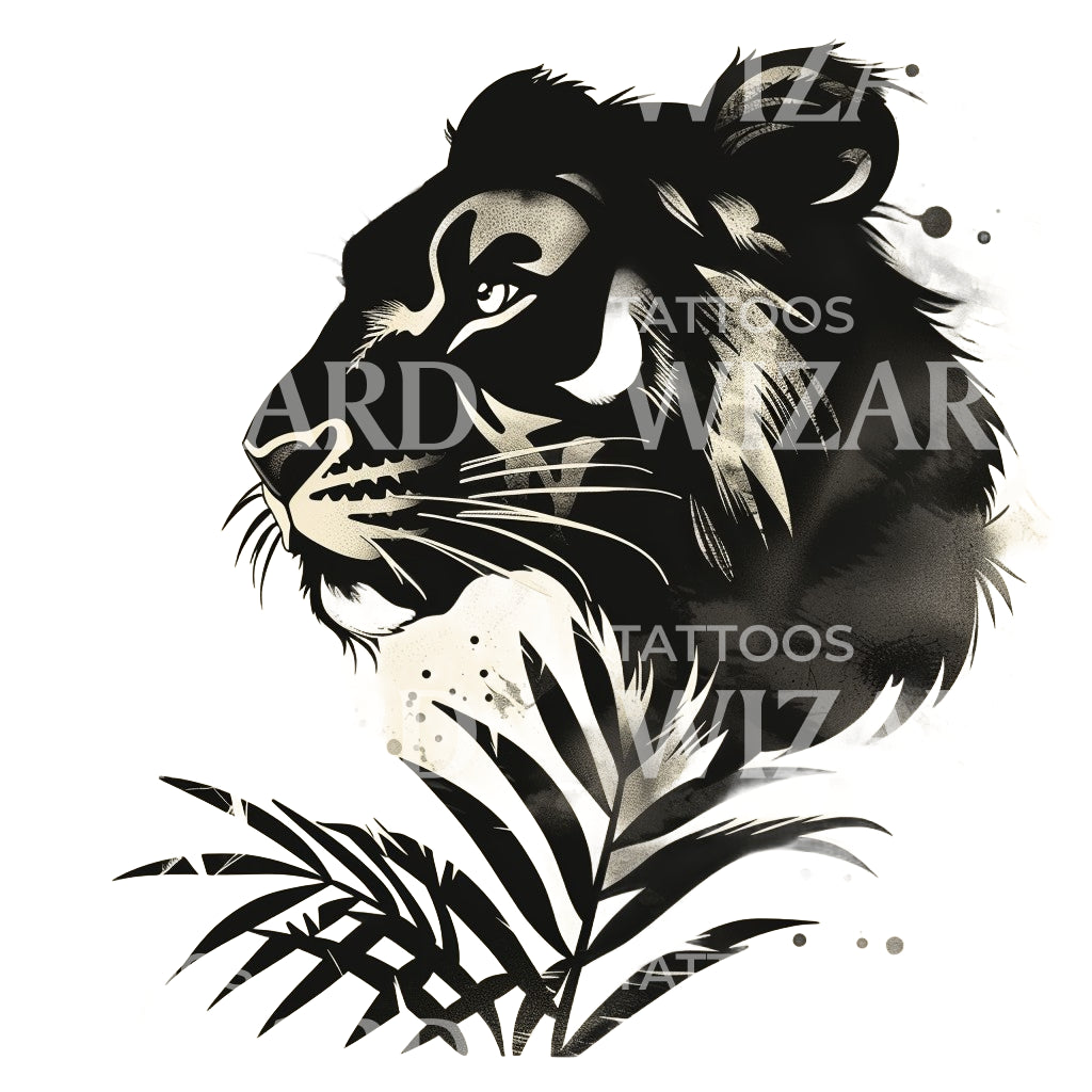 Mysterious Jungle Tiger Tattoo Design