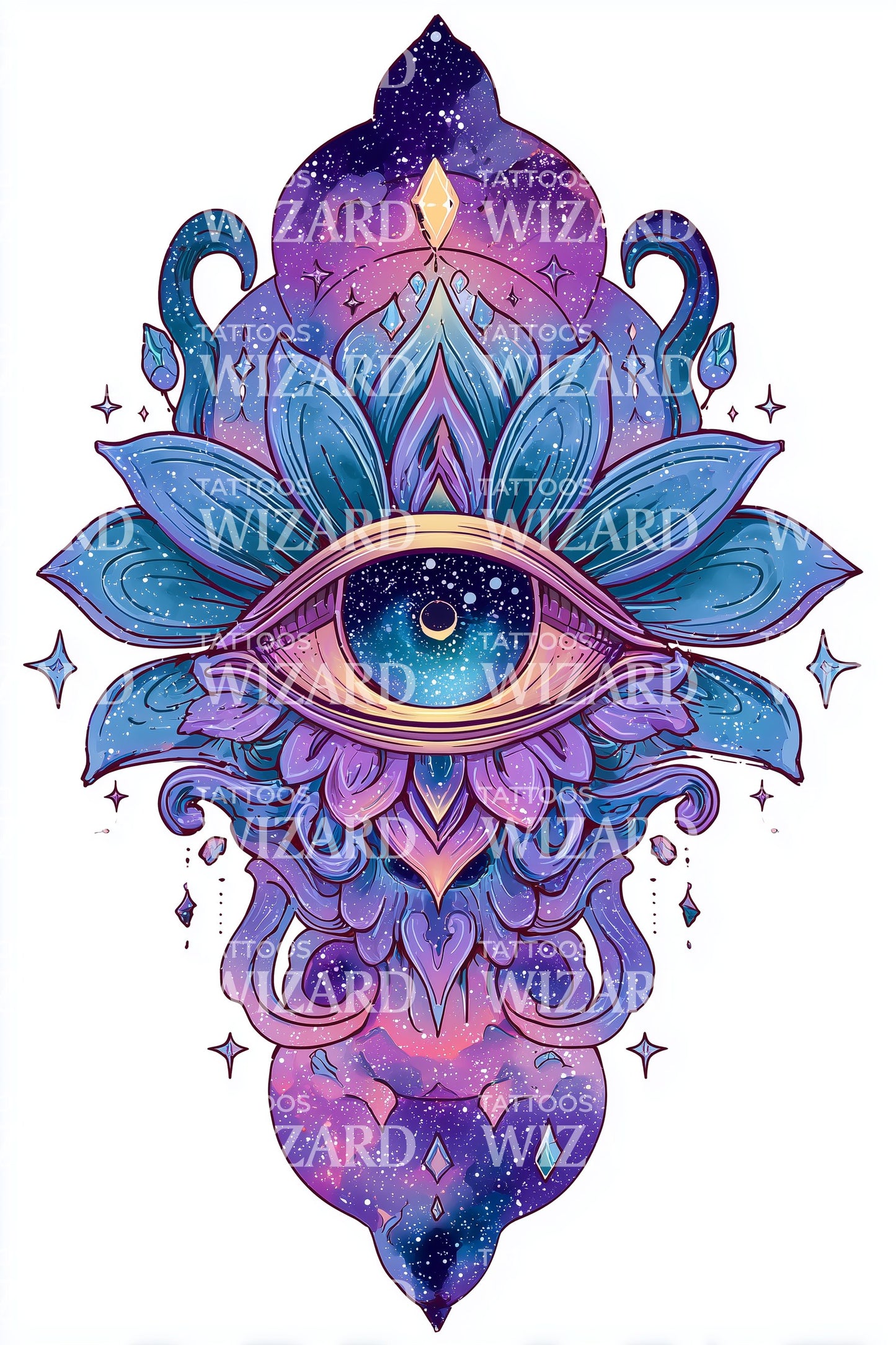 Mystisches Auge Lotus Tattoo Design