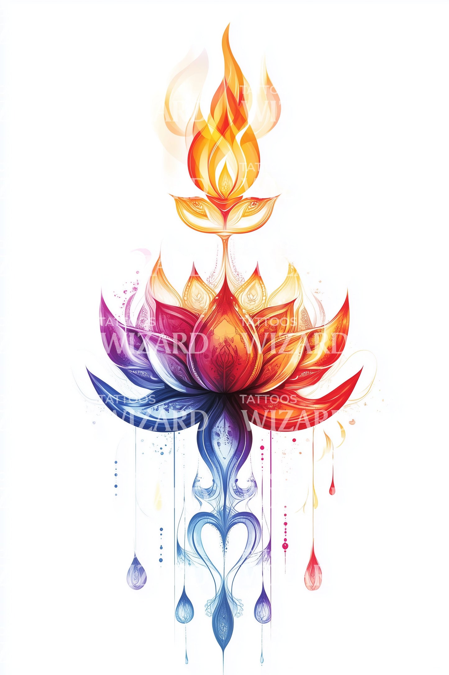 Mystieke Lotus Kaars Tatoeage Ontwerp