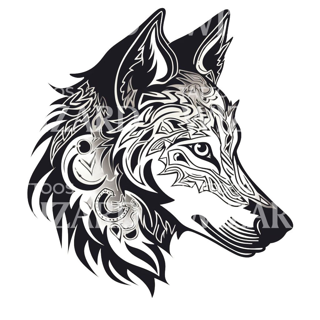 Tribal Wolf Tattoo Design