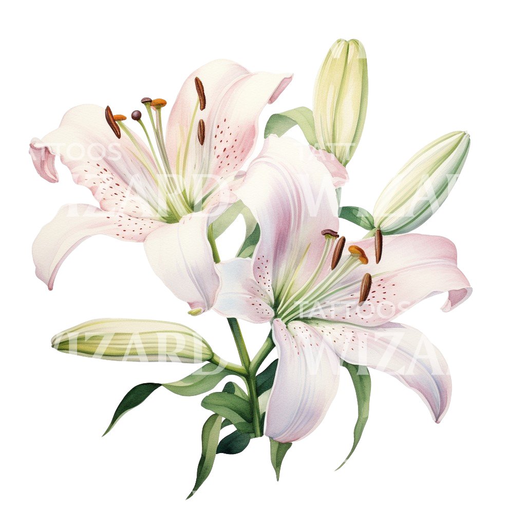 tiger lily tattoo drawing Botanical Lily Flower Tattoo Design – Tattoos Wizard Designs