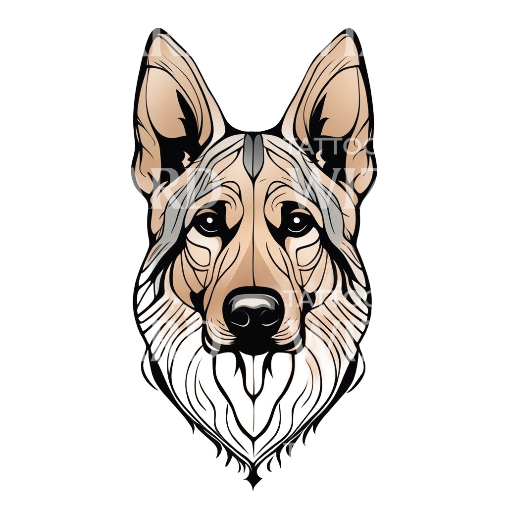 German Shepherd Dog Head Tattoo Design