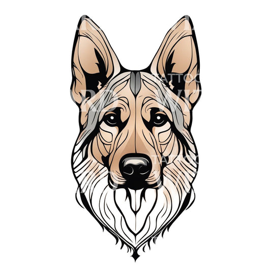 German Shepherd Dog Head Tattoo Design