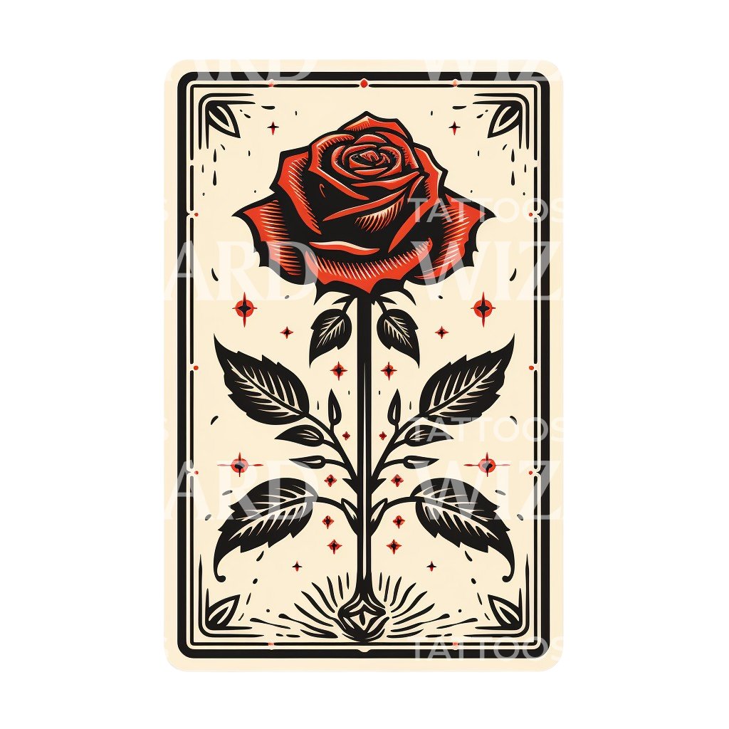 Tarot Card a Rose Tattoo Design