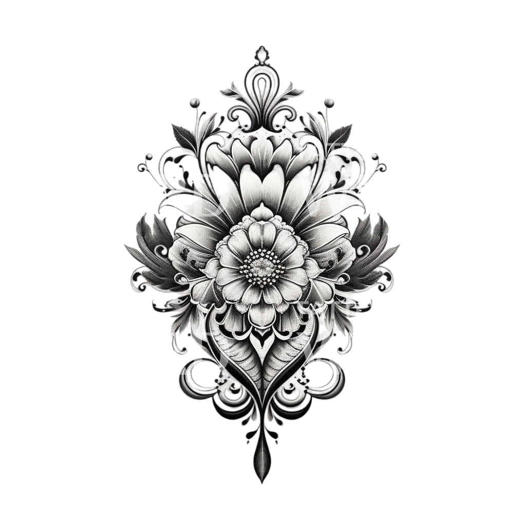 Ornamental Flower Mandala Tattoo Design