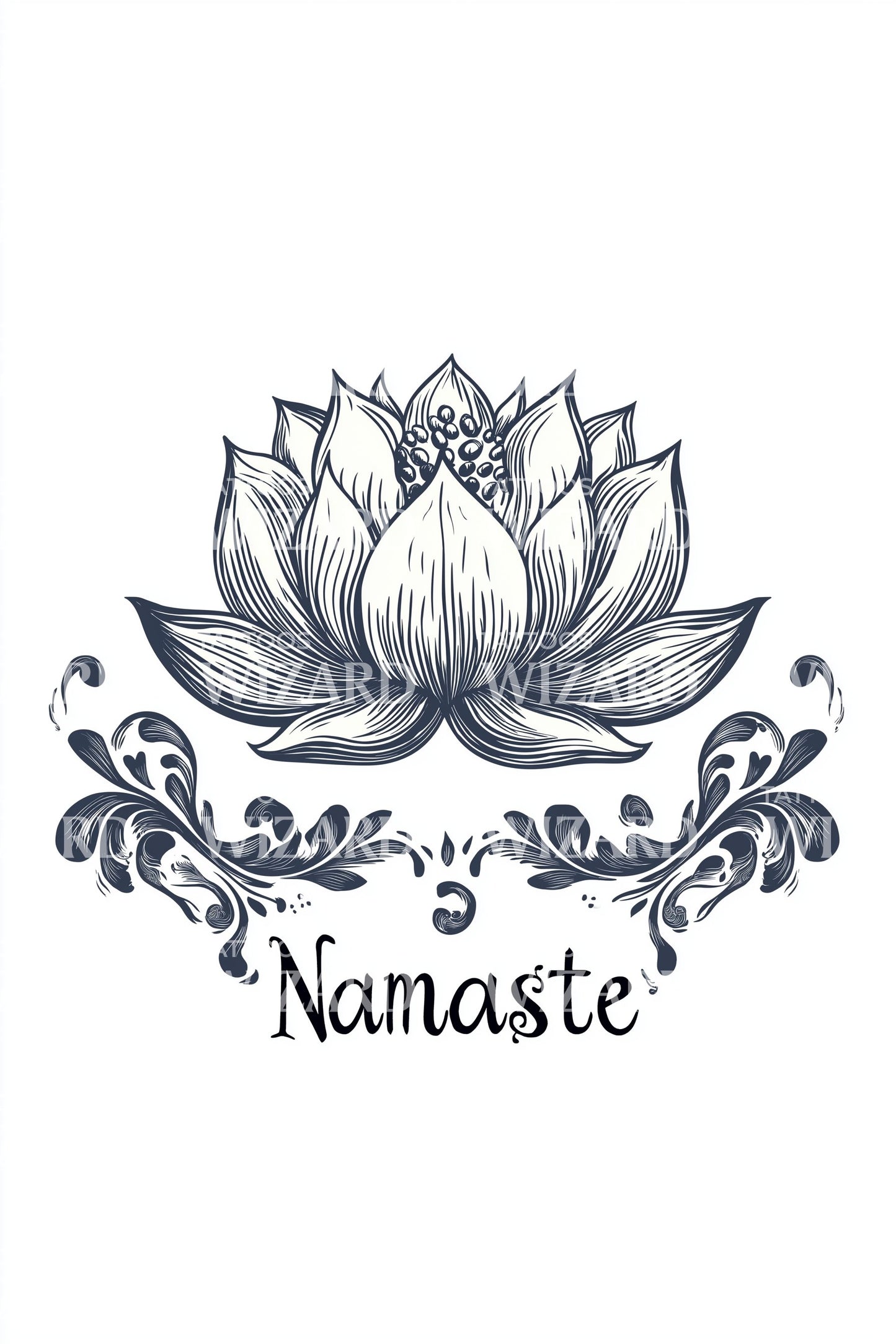 Namaste Lotus Gelassenheit Tattoo Illustration