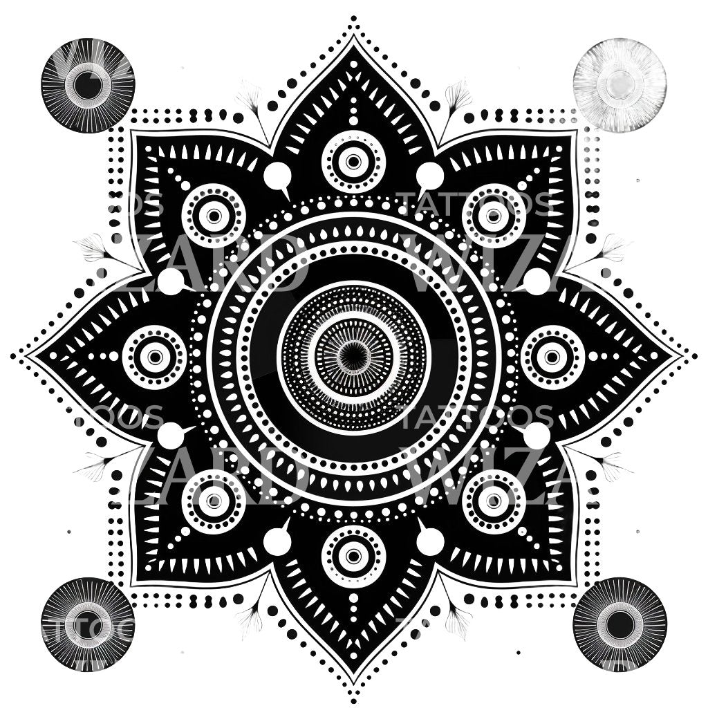 Native Art Blackwork Mandala Tattoo Design