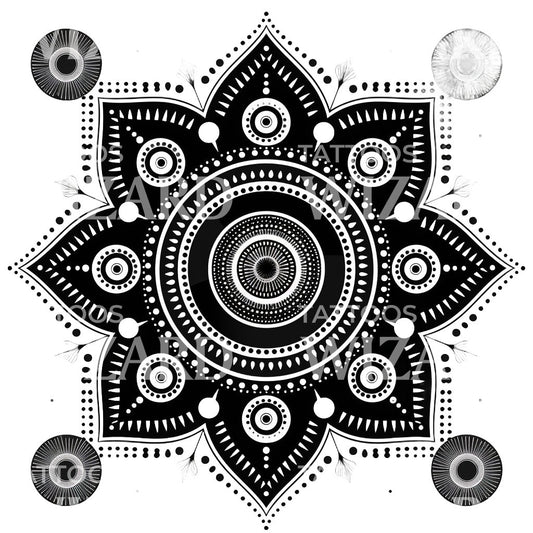 Native Art Blackwork Mandala Tattoo Design