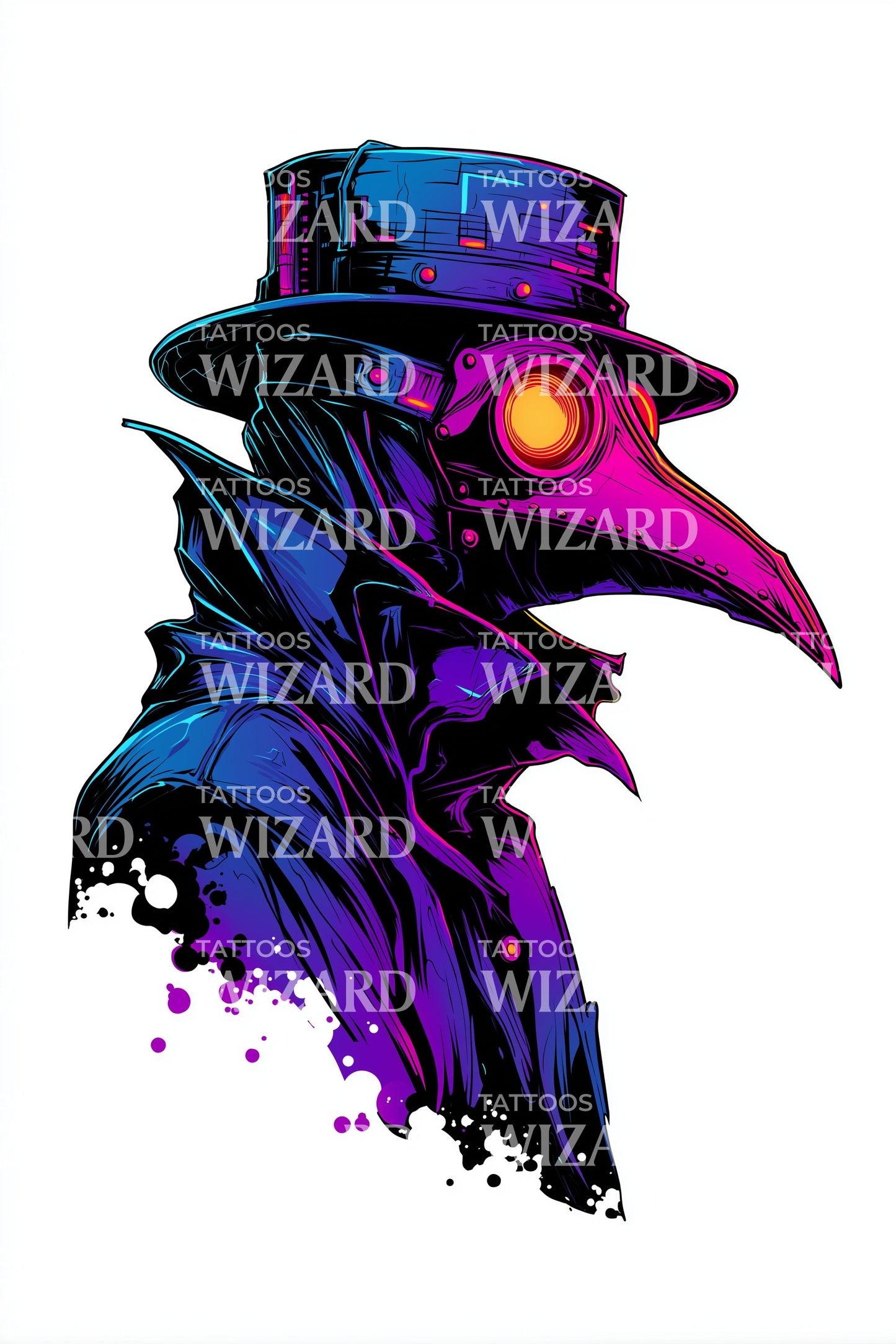 Neon Pestdokter Tatoeage Ontwerp