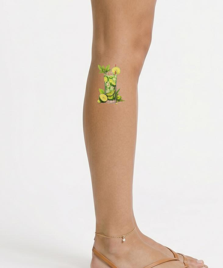 Conception de tatouage de cocktail Mojito de la nouvelle école