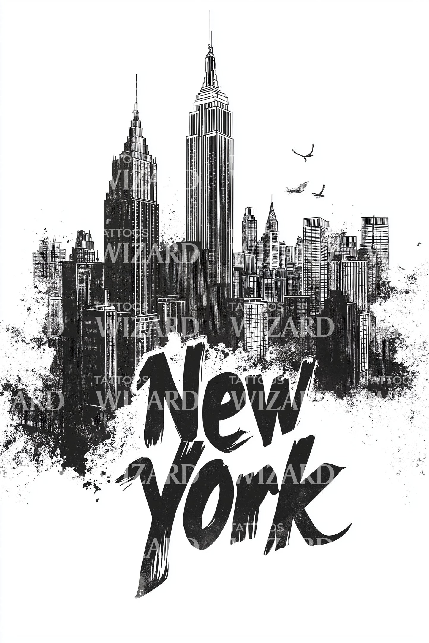 New York Empire Silhouette Tattoo Design