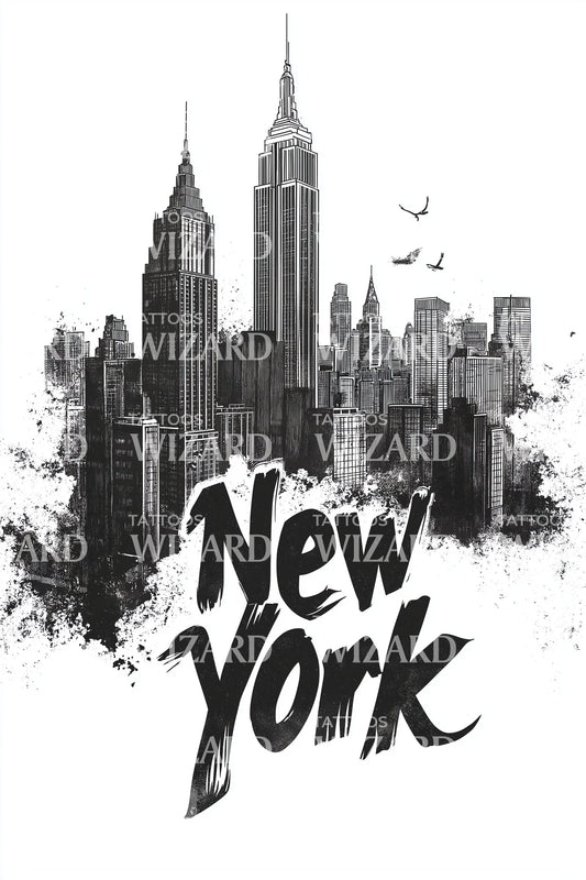 New York Empire Silhouette Tattoo Design