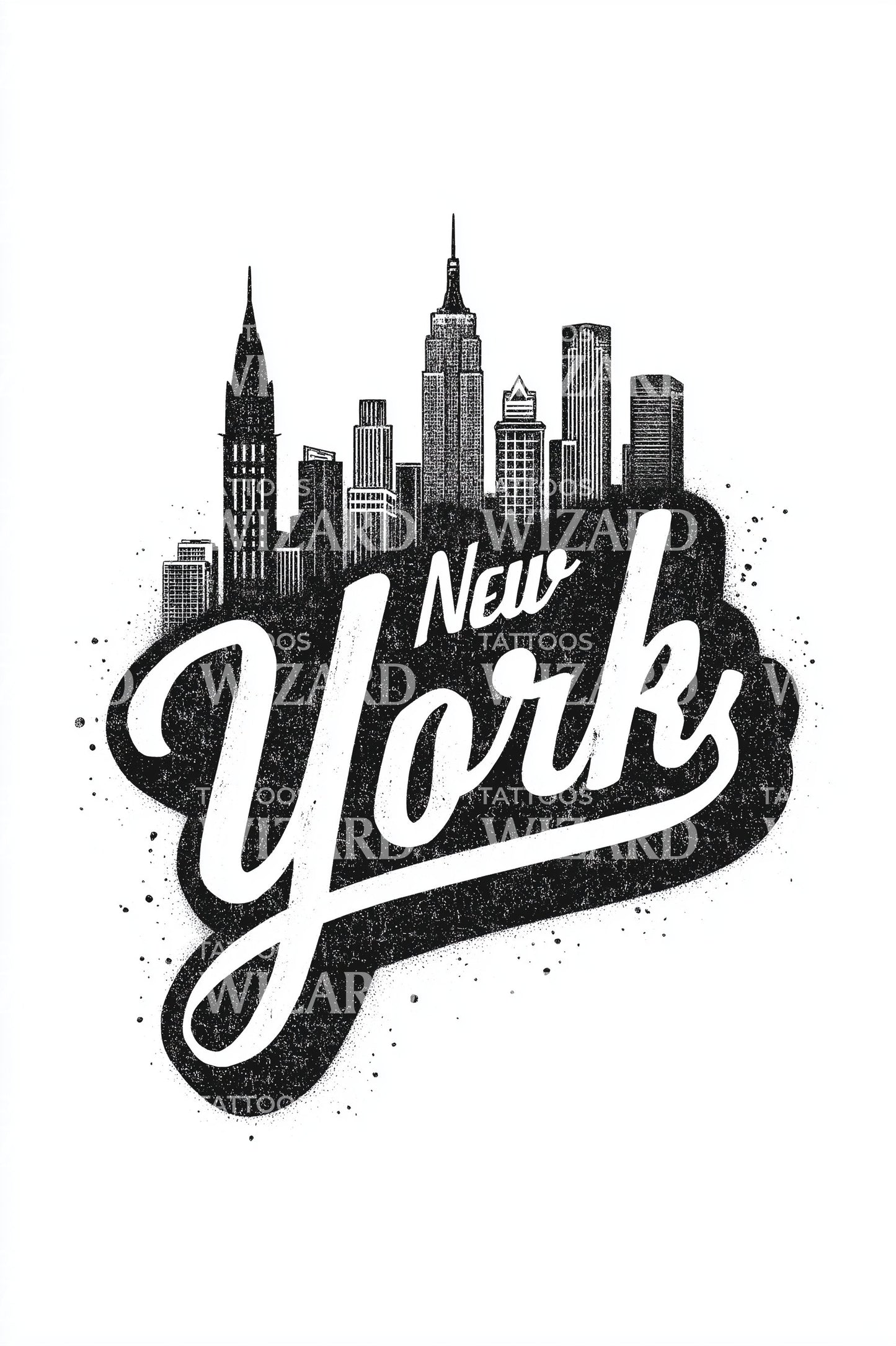 New York Retro Script City Tattoo Design