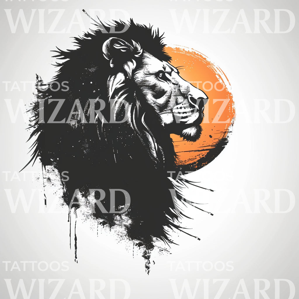 Noble Lion Minimalist Tattoo Design