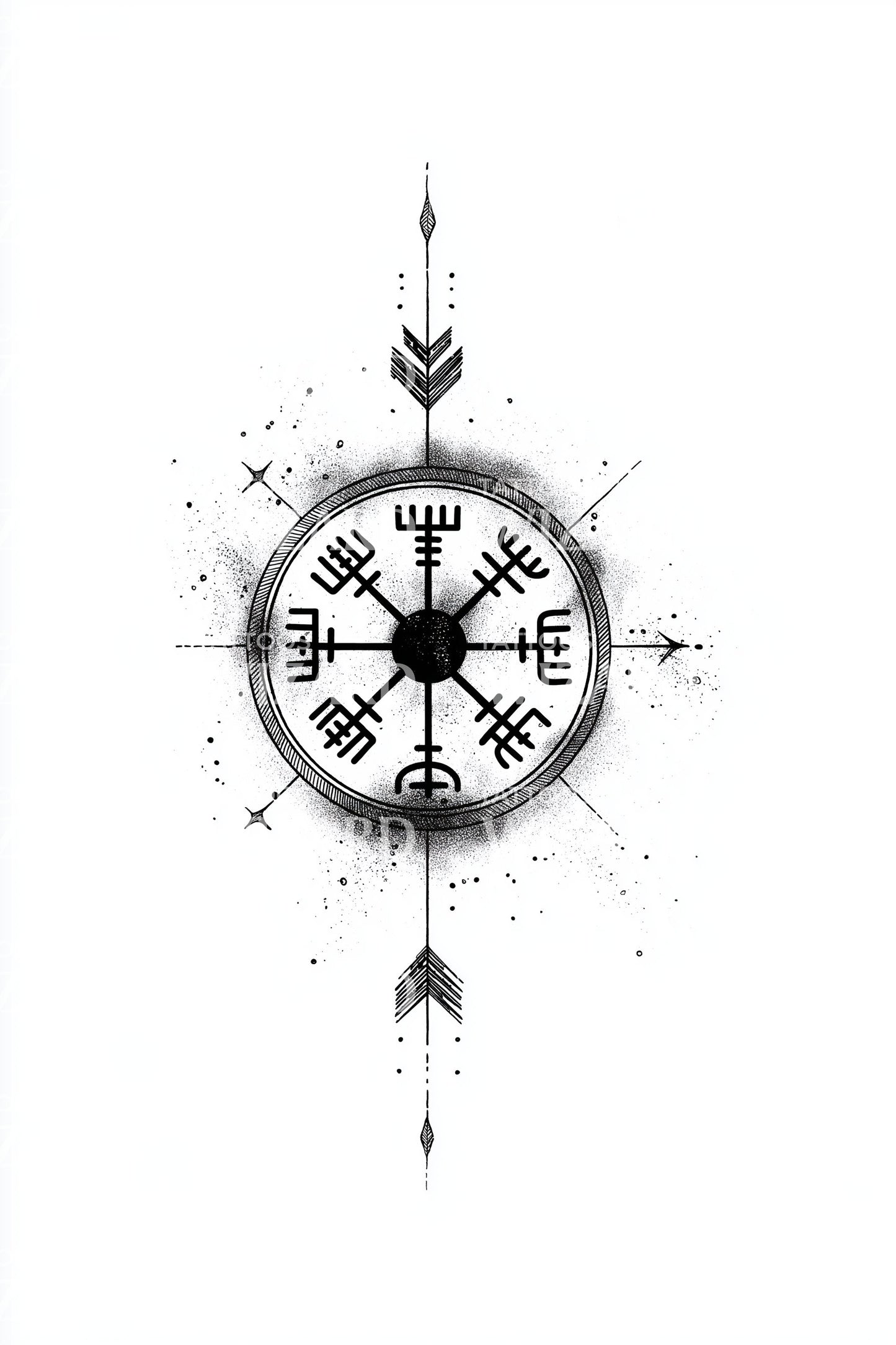 Ilustrace tetování severského kompasu Vegvisir
