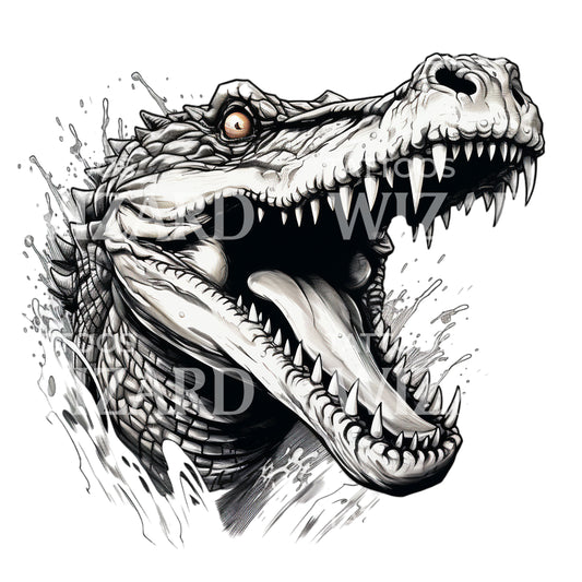Fierce Crocodile New School Tattoo Design