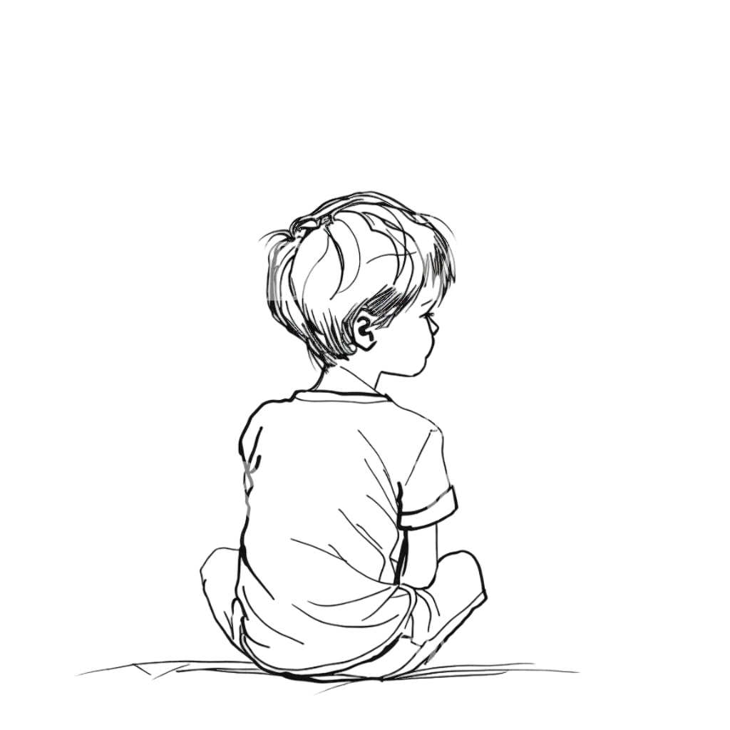 Kid Sitting Minimalist Tattoo Design