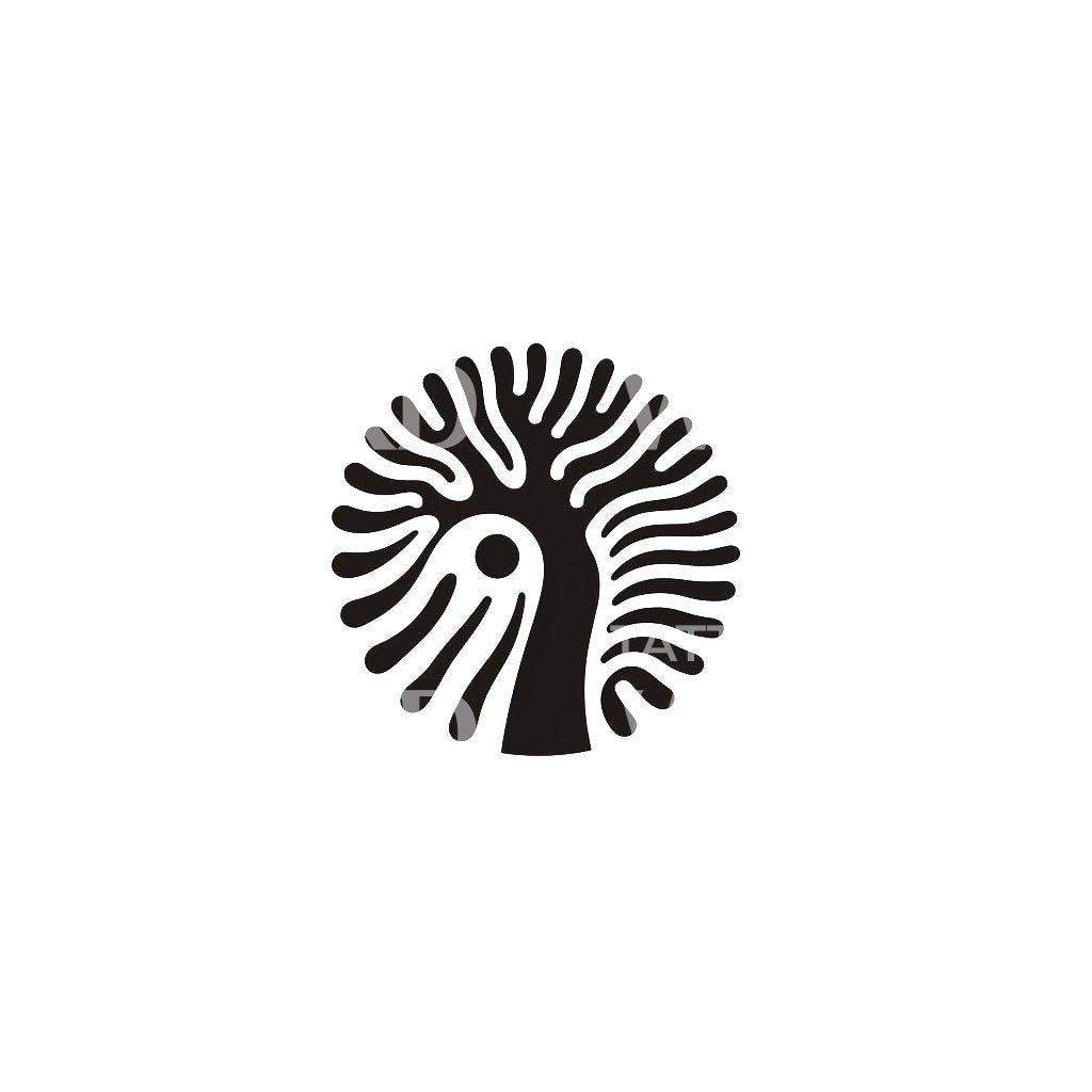 Flowy Tree Minimalist Tattoo Design