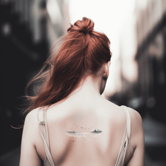 Minimal Ocean Birds Tattoo Idea