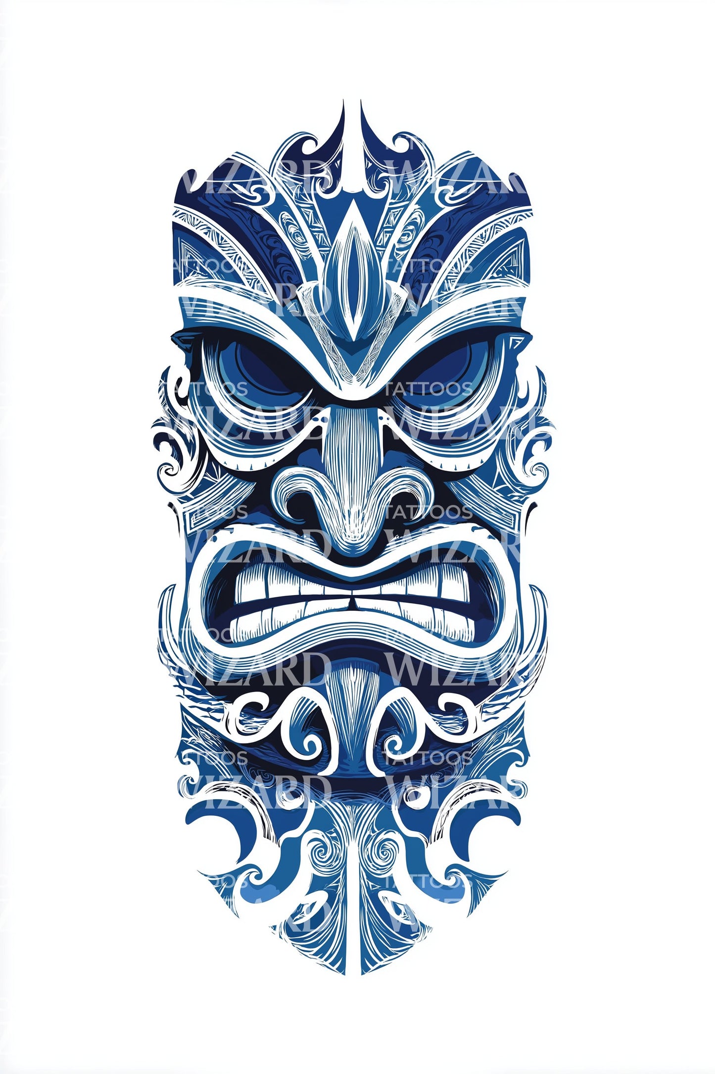 Tetovací motiv ornamentu oceánského tiki