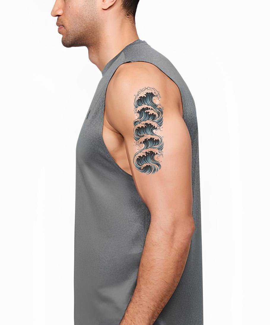 Japanese Wave Sleeve Tattoo Design