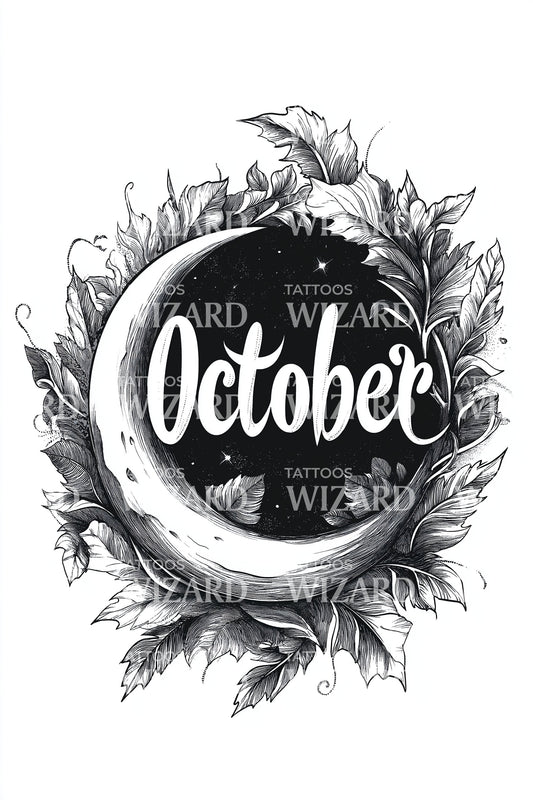 October Ink Splash Script Tattoo Design