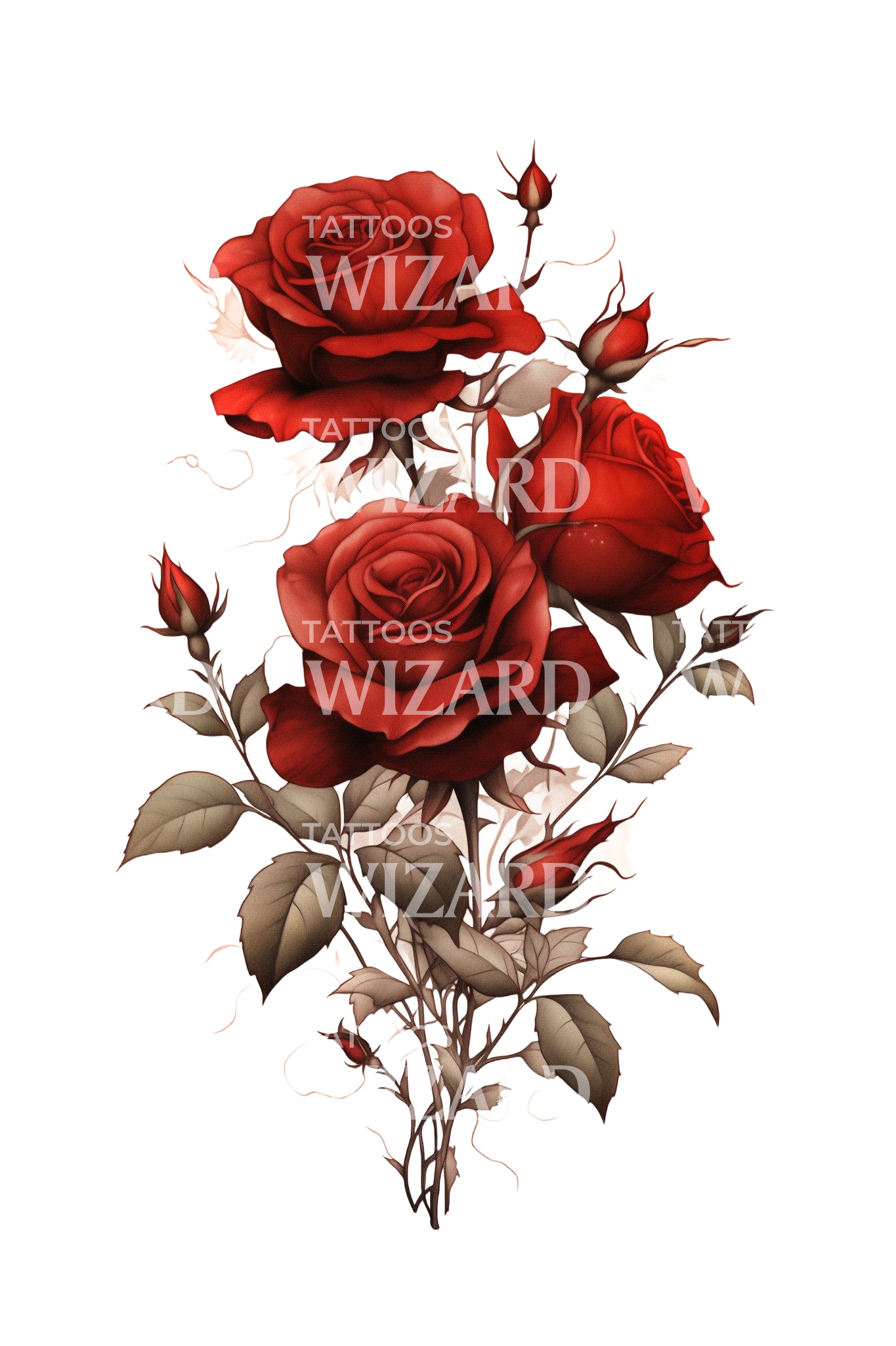 Offering Red Roses Tattoo Design