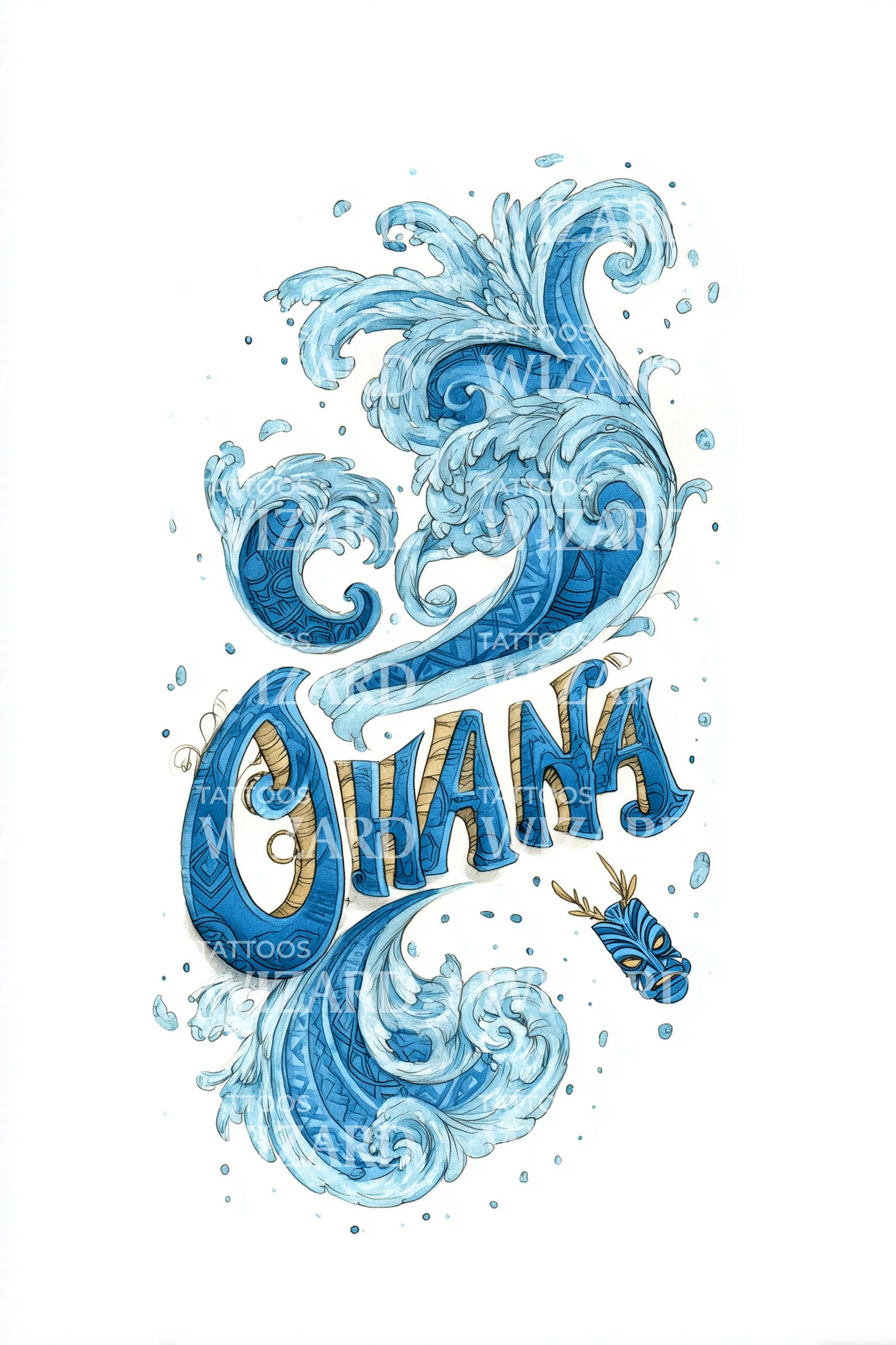 Ohana Ocean Script Tattoo Design