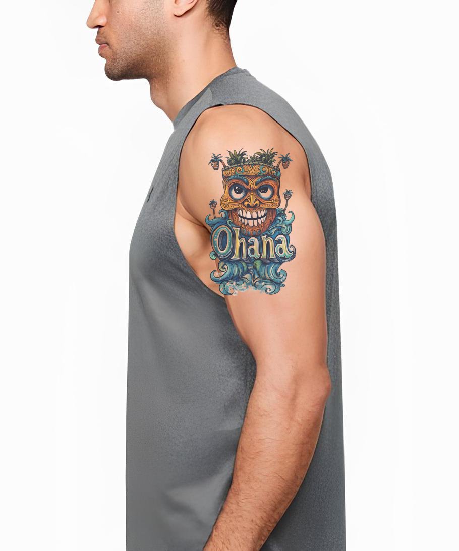 Ohana Tiki Mask Tattoo Illustration