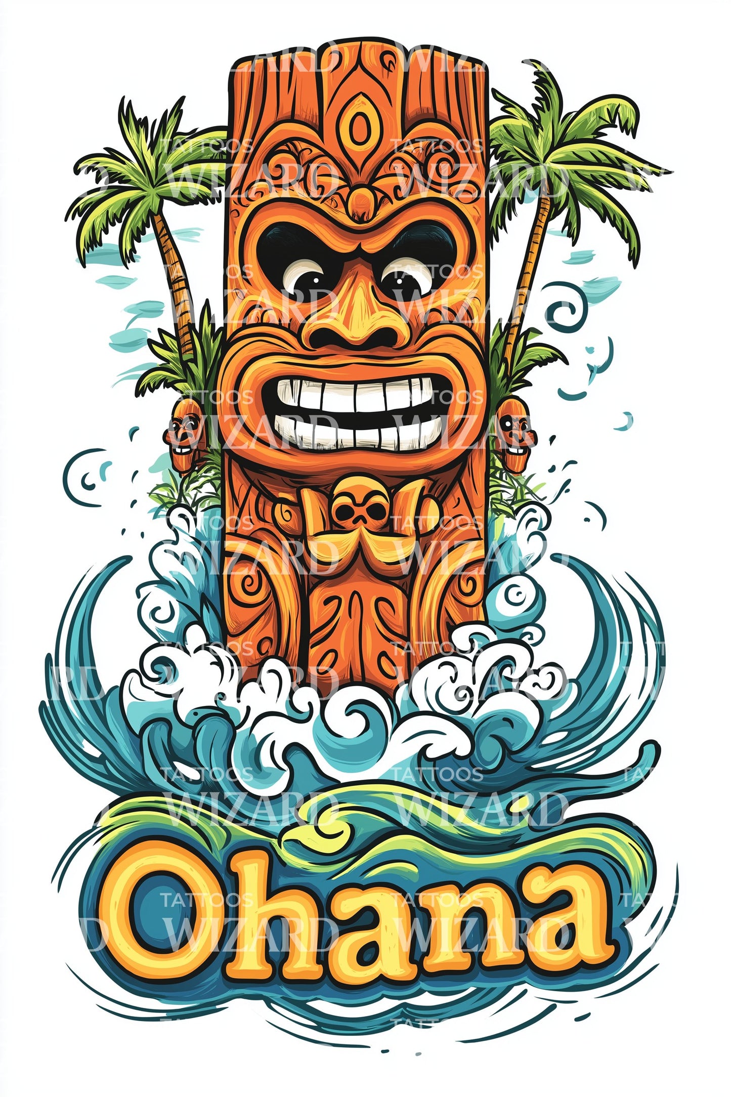 Ohana Tiki Totem Tattoo Idea