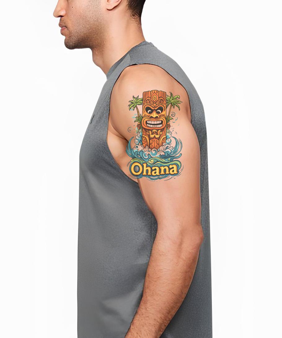 Ohana Tiki Totem Tattoo Idea