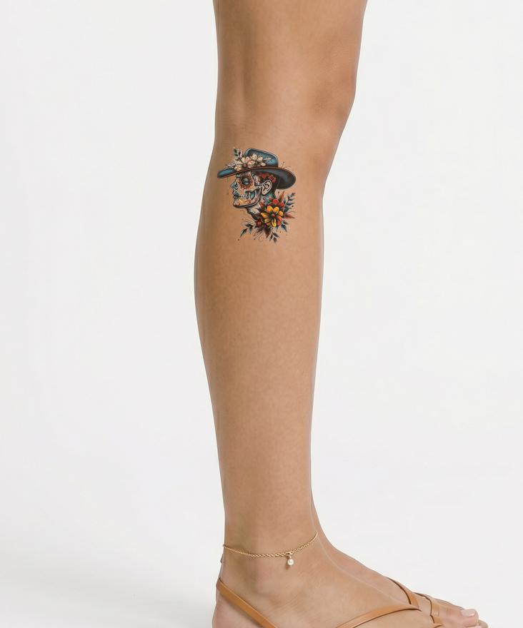Régi iskola mexikói koponya férfi tetoválás minta