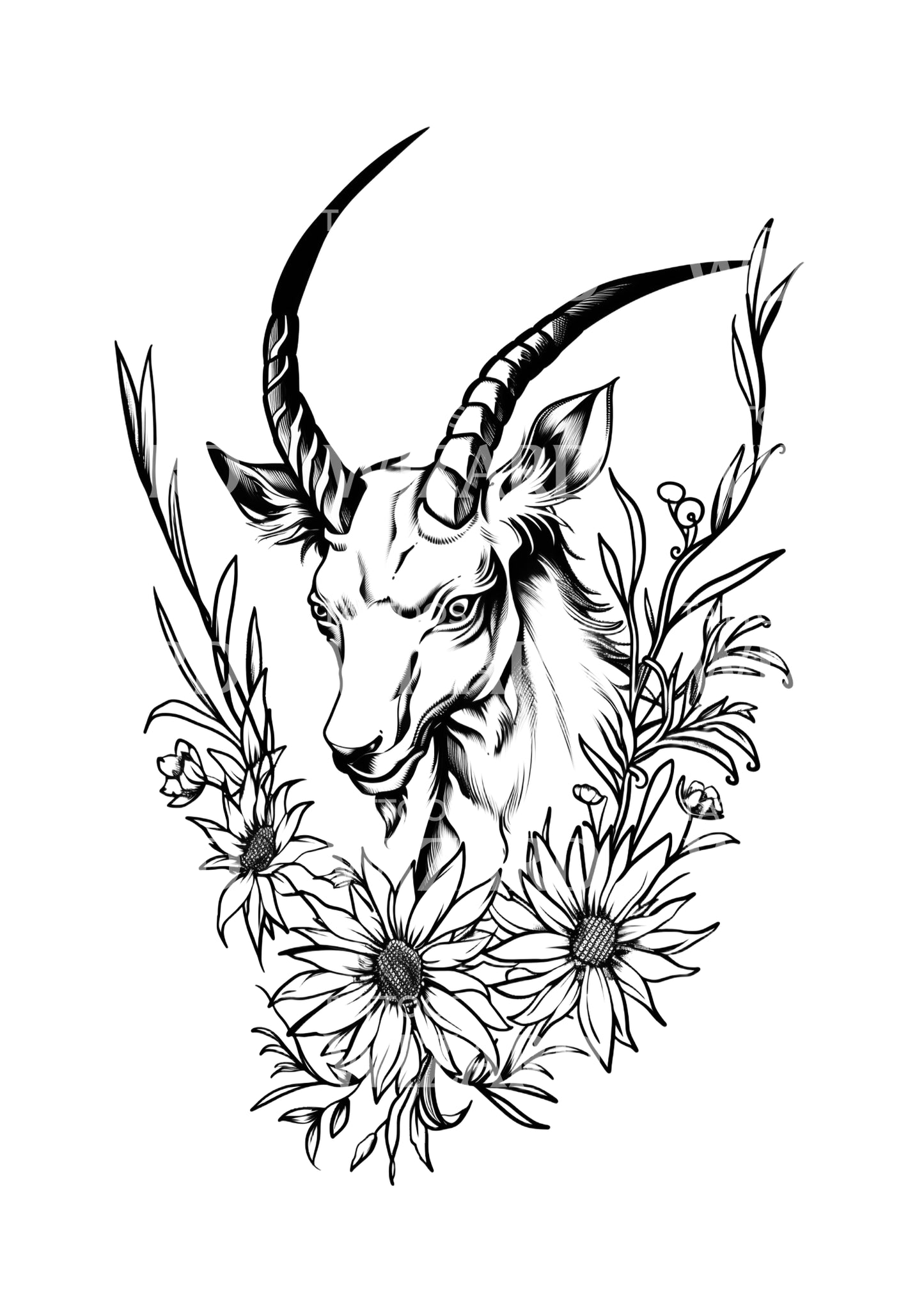 Old School Goat Tattoo Design