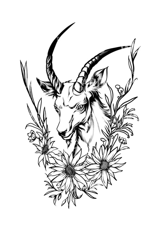 Old School Goat Tattoo Design