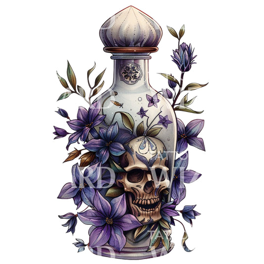 Old School Violet Poison Flask Tattoo Design